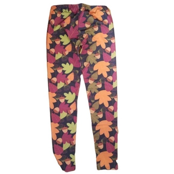 Lolly Wolly Doodle Leggings Leaves Acorn Print Small - Picture 2 of 3